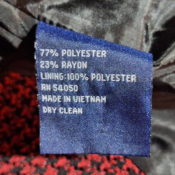 Evan Picone Blazer Women's Size 10 Red Black Houndstooth Classic Office Corpcore - Picture 9 of 9